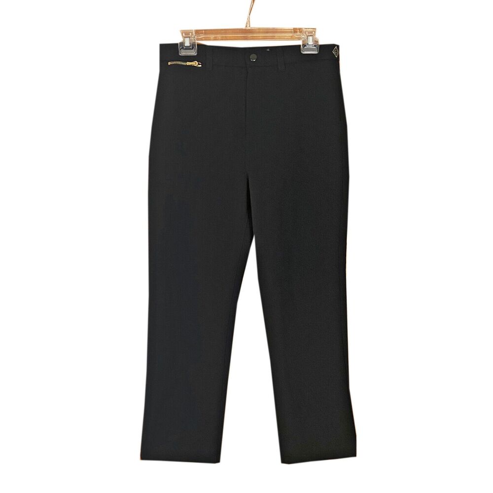 St. John Sport High-Rise Straight Leg Pants Size 6 Black Gold Accents *Hemmed*